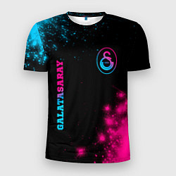 Футболка спортивная мужская Galatasaray - neon gradient: надпись, символ, цвет: 3D-принт