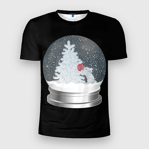 Мужская спорт-футболка Снежный шар с символом года кроликом / 3D-принт – фото 1