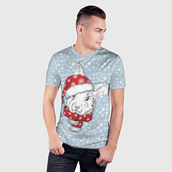 Футболка спортивная мужская Новогодний кролик в шапочке, цвет: 3D-принт — фото 2