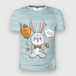 Мужская спорт-футболка Милый зайка с шариком-морковкой