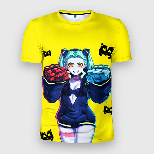 Мужская спорт-футболка Ребекка из киберпанка - желтый / 3D-принт – фото 1