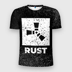 Мужская спорт-футболка Rust с потертостями на темном фоне