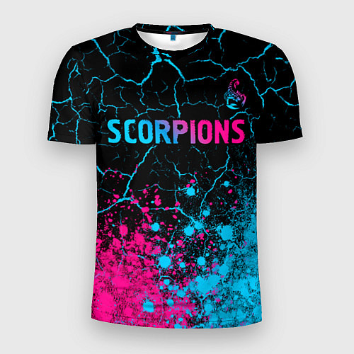 Мужская спорт-футболка Scorpions - neon gradient: символ сверху / 3D-принт – фото 1