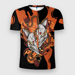Мужская спорт-футболка Огненная маска кицунэ
