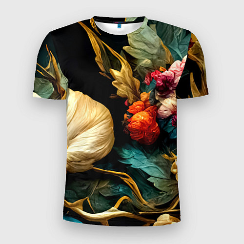 Мужская спорт-футболка Винтажные цветы акварелью / 3D-принт – фото 1