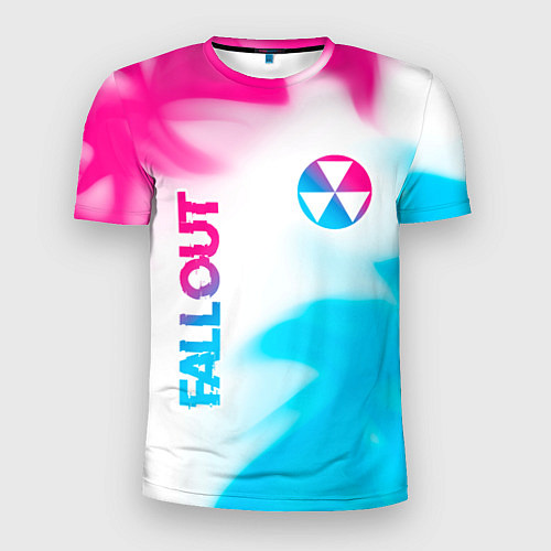 Мужская спорт-футболка Fallout neon gradient style: надпись, символ / 3D-принт – фото 1