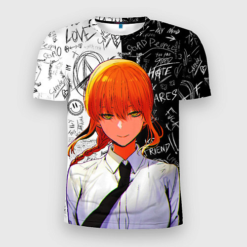 Мужская спорт-футболка Макима в костюме - Человек бензопила / 3D-принт – фото 1