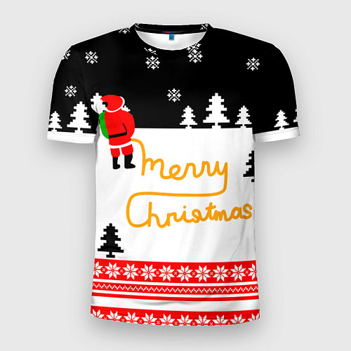 Мужская спорт-футболка Merry christmas - Санта Клаус / 3D-принт – фото 1