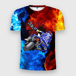 Мужская спорт-футболка Yamaha мотогонки - огонь инь-янь