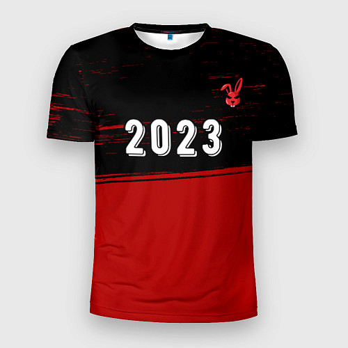 Мужская спорт-футболка 2023 Кролик суровый: символ сверху / 3D-принт – фото 1