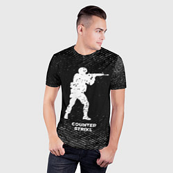 Футболка спортивная мужская Counter Strike с потертостями на темном фоне, цвет: 3D-принт — фото 2
