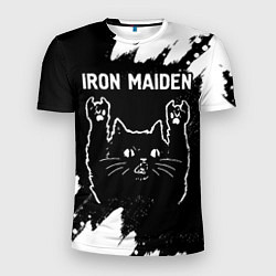 Футболка спортивная мужская Группа Iron Maiden и рок кот, цвет: 3D-принт
