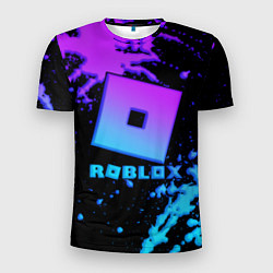 Мужская спорт-футболка Roblox logo neon gradient