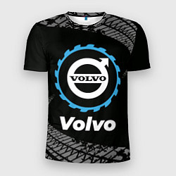 Футболка спортивная мужская Volvo в стиле Top Gear со следами шин на фоне, цвет: 3D-принт