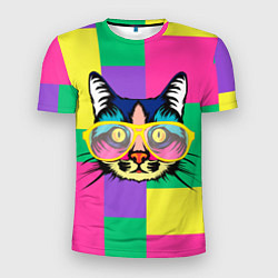 Мужская спорт-футболка Кот в стиле поп-арт