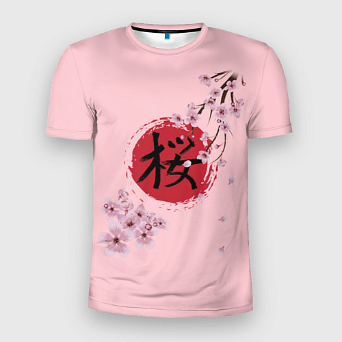 Мужская спорт-футболка Цветущая вишня с иероглифом cакура / 3D-принт – фото 1