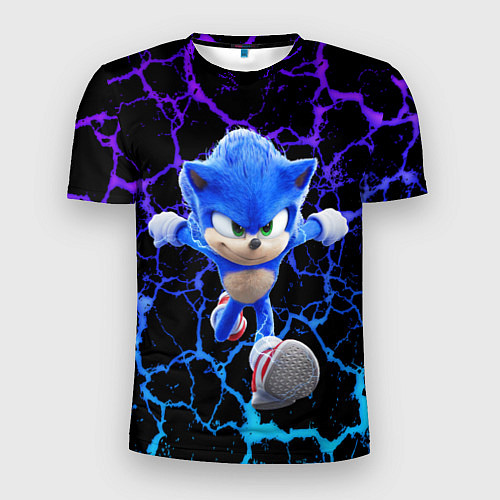 Мужская спорт-футболка Sonic неоновый мрамор / 3D-принт – фото 1