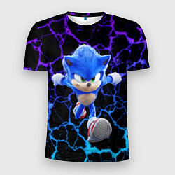 Мужская спорт-футболка Sonic неоновый мрамор
