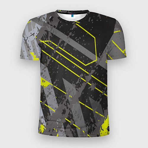 Мужская спорт-футболка Серо-зеленая абстракция / 3D-принт – фото 1