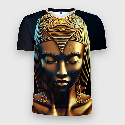 Мужская спорт-футболка Нейросеть - золотая статуя египетской царицы / 3D-принт – фото 1