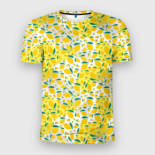 Мужская спорт-футболка Желтые лимоны паттерн / 3D-принт – фото 1