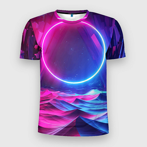 Мужская спорт-футболка Круг и разноцветные кристаллы - vaporwave / 3D-принт – фото 1