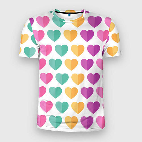 Мужская спорт-футболка Яркие сердечки / 3D-принт – фото 1