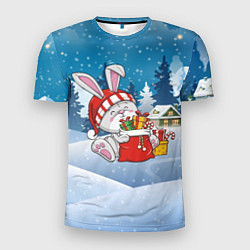 Мужская спорт-футболка Зайчик с новогодними подарками