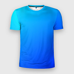 Футболка спортивная мужская Голубо-бирюзовый градиент, цвет: 3D-принт