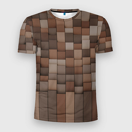 Мужская спорт-футболка Геометрические тёмные прямоугольники и кубы / 3D-принт – фото 1
