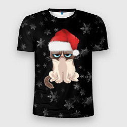 Футболка спортивная мужская Грустный кот новый год, цвет: 3D-принт