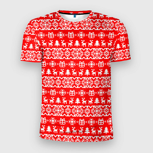 Мужская спорт-футболка New Years winter pattern / 3D-принт – фото 1