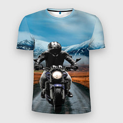 Мужская спорт-футболка Мотоцикл в горах