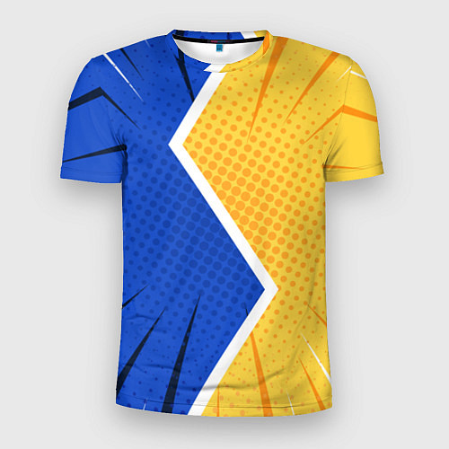 Мужская спорт-футболка Желто-синяя молния / 3D-принт – фото 1