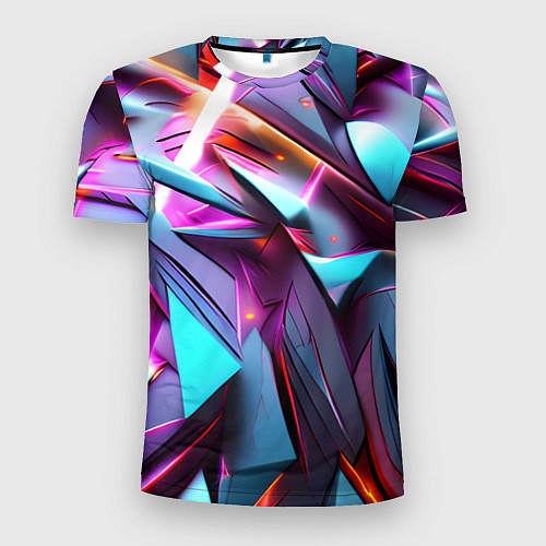 Мужская спорт-футболка Осколки голубовато-металлические / 3D-принт – фото 1