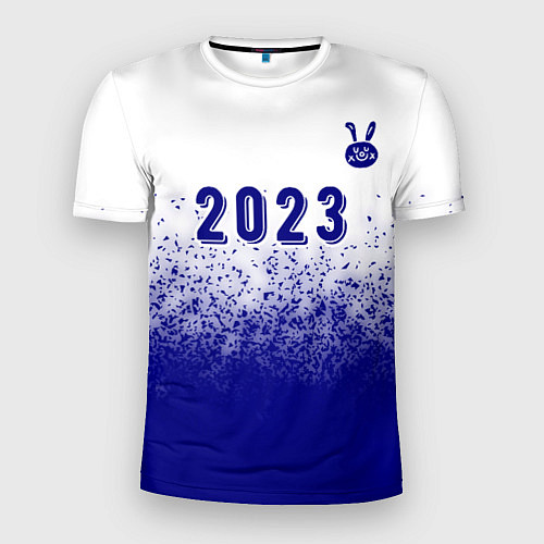 Мужская спорт-футболка 2023 Кролик рисованный: символ сверху на светлом / 3D-принт – фото 1