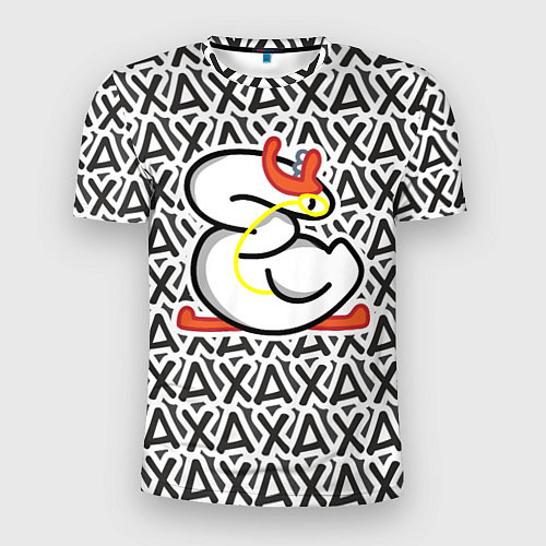 Мужская спорт-футболка Гусь стикер хаха / 3D-принт – фото 1
