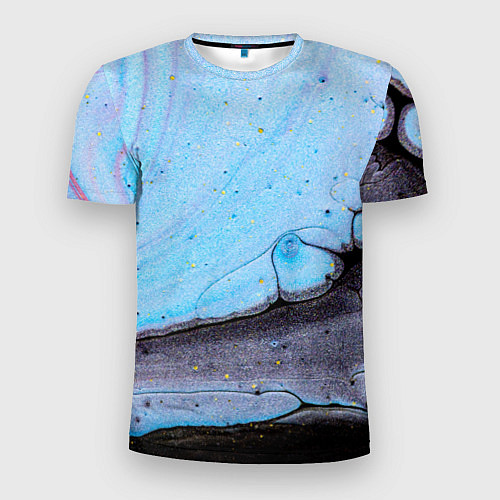 Мужская спорт-футболка Синий и тёмный песок и краски / 3D-принт – фото 1