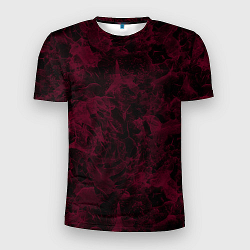 Мужская спорт-футболка Черный и бордовый мраморный узор / 3D-принт – фото 1