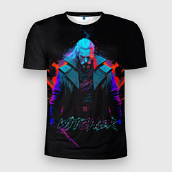 Мужская спорт-футболка Witcher in neon style
