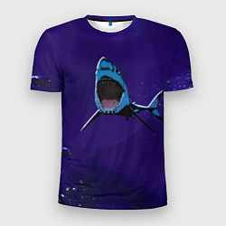 Мужская спорт-футболка Акула в синем море