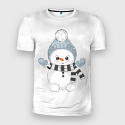 Мужская спорт-футболка Милый снеговик и снежинки