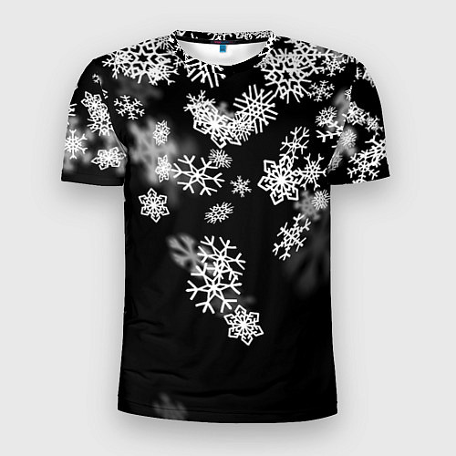 Мужская спорт-футболка Белые снежинки / 3D-принт – фото 1