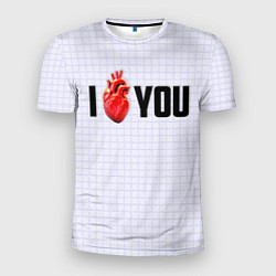 Футболка спортивная мужская I love you - сердце, цвет: 3D-принт