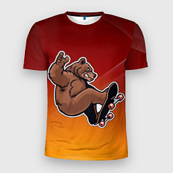 Футболка спортивная мужская Косолапый выполняет трюк на скейте, цвет: 3D-принт