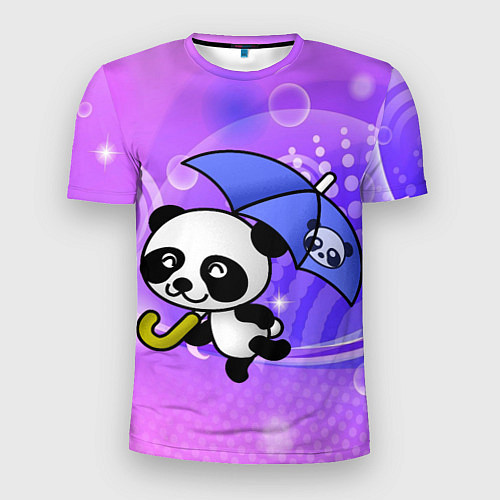 Мужская спорт-футболка Панда с зонтиком бежит в гости / 3D-принт – фото 1