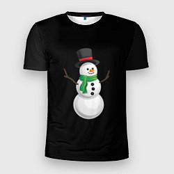 Мужская спорт-футболка Новогодний снеговик с шарфом
