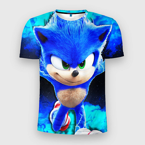 Мужская спорт-футболка Sonic неоновый дым / 3D-принт – фото 1