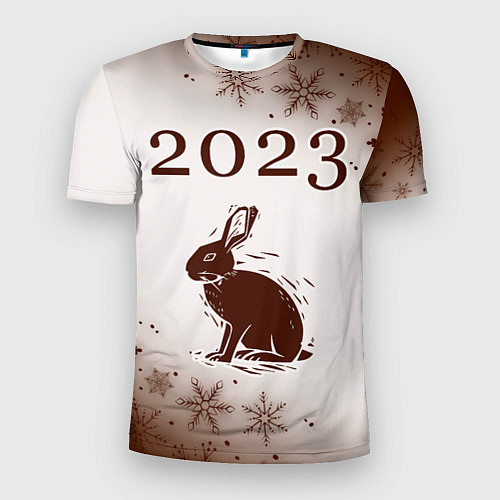 Мужская спорт-футболка Кролик 2023 силуэт на светлом / 3D-принт – фото 1