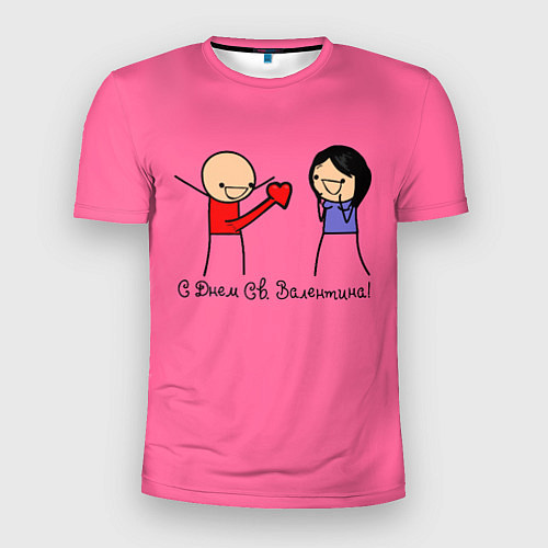 Мужская спорт-футболка С Днем святого Валентина: человечки / 3D-принт – фото 1